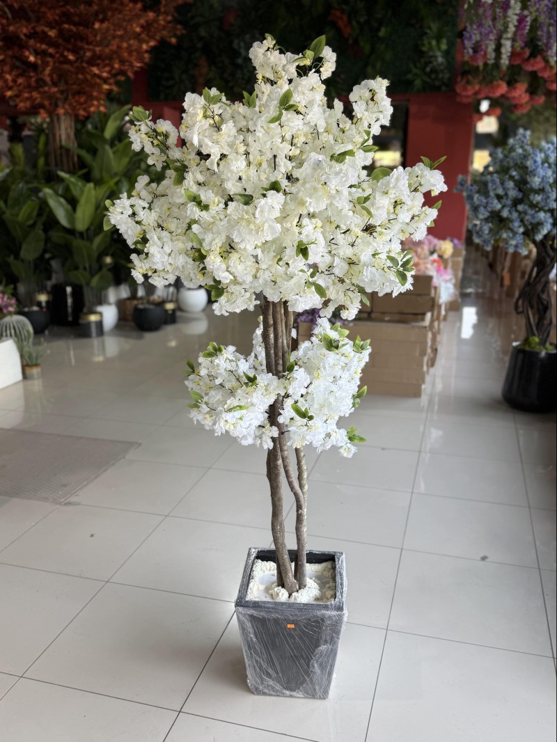 YNC-313 Beyaz Bahar Dalı – 190 cm | Zarif ve Dekoratif Yapay Ağaç
