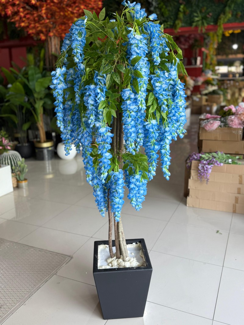 YNC-213 Mavi Wisteria Yapay Ağaç – 190 cm | Romantik ve Büyüleyici Salkım Çiçekler