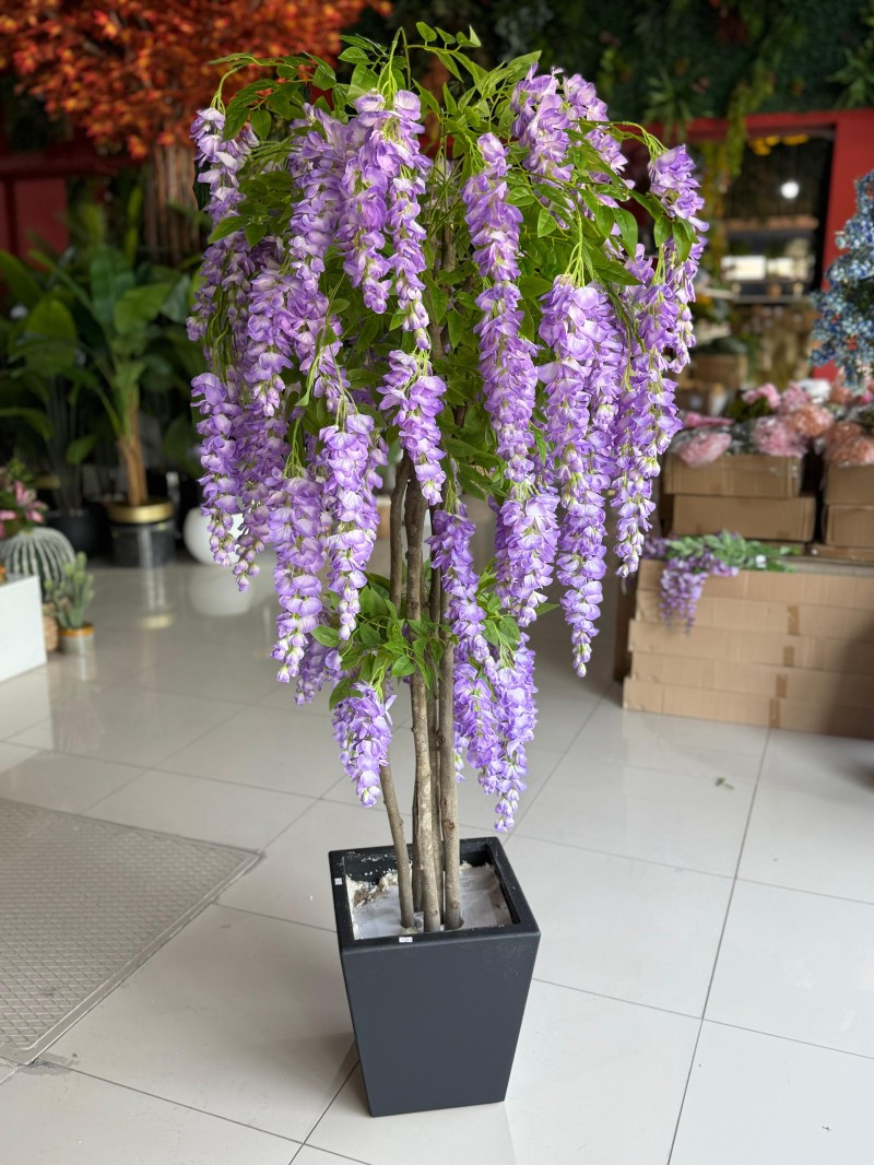 YNC-213 Mor Wisteria Yapay Ağaç – 190 cm | Büyüleyici ve Zarif Salkım Çiçekler