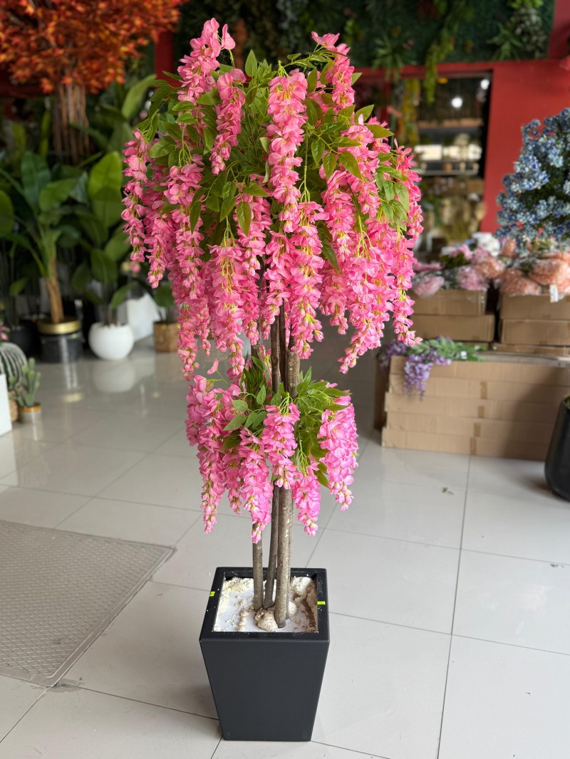 YNC-213 Pembe Wisteria Yapay Ağaç – 190 cm | Romantik ve Yumuşak Tonlu Salkım Çiçekler