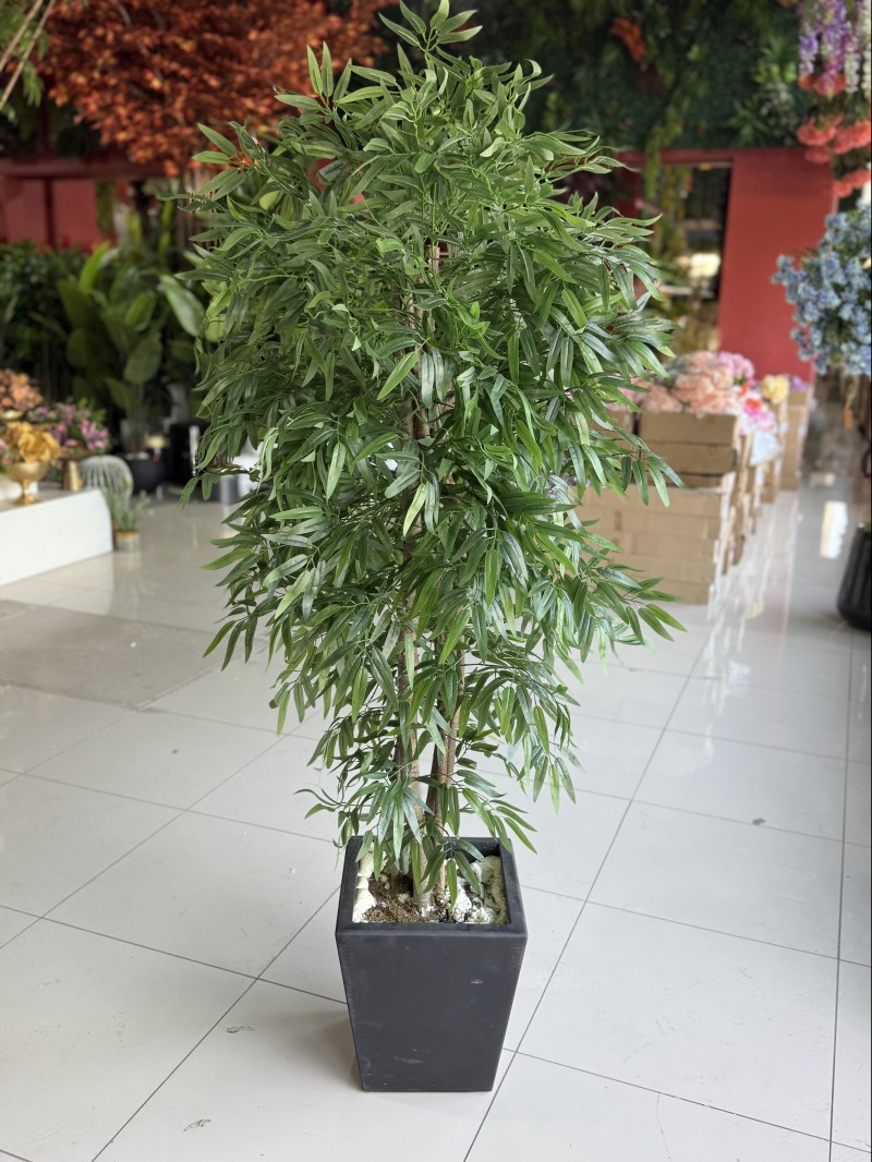 YNC-081 Bambu Yaprak Yapay Ağaç – 195 cm | Zarif ve Doğal Görünümlü İç Mekân Bitkisi