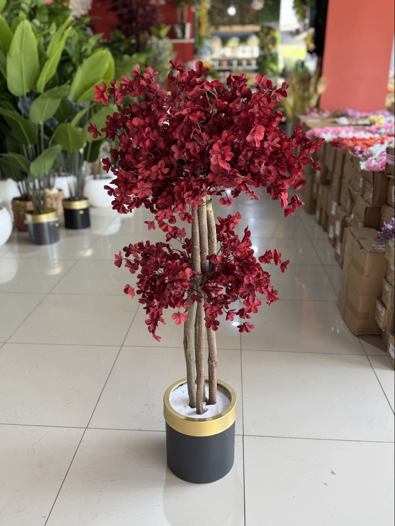 YNC-123 Bahar Dalı Yapay Ağaç – 125 cm | Kırmızı Çiçekleriyle Canlı ve Etkileyici